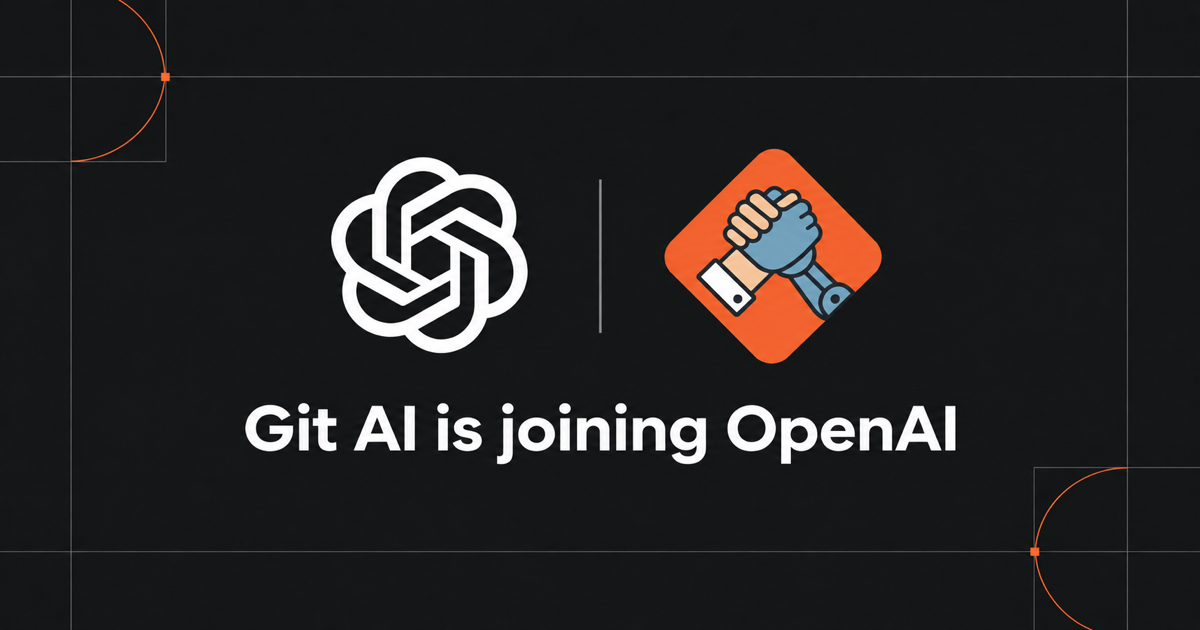 Git AI social card announcing the team is joining OpenAI, with the Git AI wordmark on a dark background